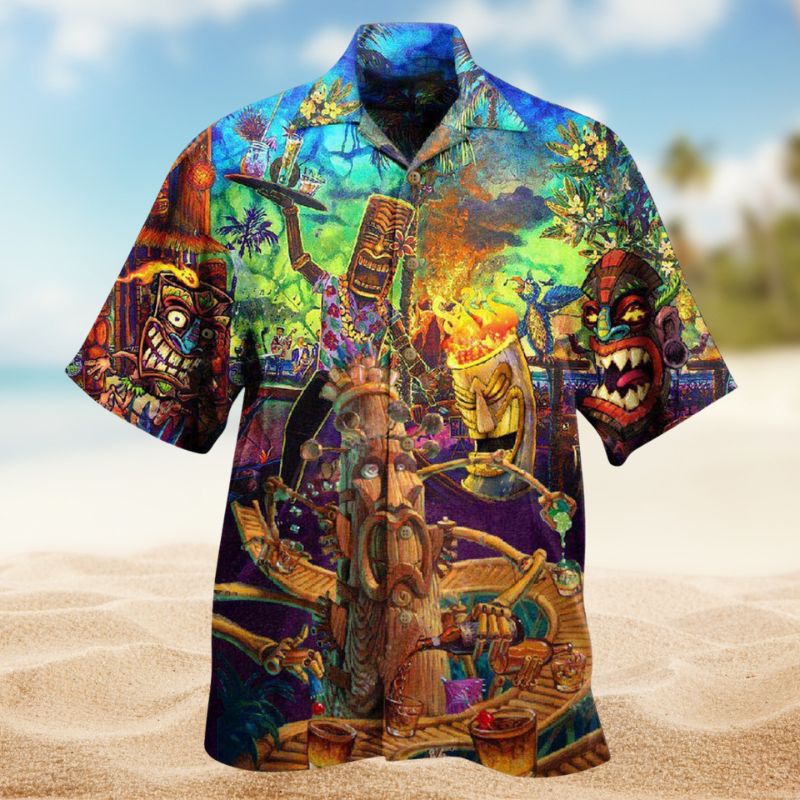Tiki Welcome Bar Hawaiian Shirt For Mythic Art Lovers, Coastal Outings, And Thoughtful Gift Giving