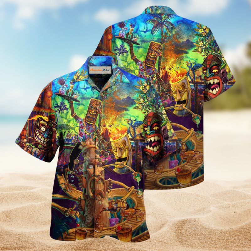 Tiki Welcome Bar Hawaiian Shirt For Mythic Art Lovers, Coastal Outings, And Thoughtful Gift Giving