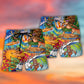 Tiki Surfing Artistic Island Painting Beach Shorts Design View For Summer Events And Coastal Getaways
