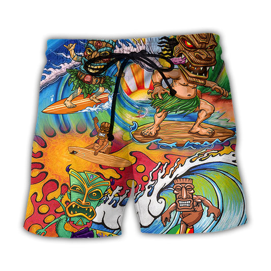 Tiki Surfing Beach Shorts For Holiday Cruises And Easy Warm Weather Wear