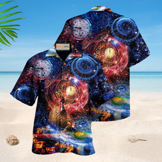 Time Flies Clock Hawaiian Shirt For Island Vacations Warm Weather Events And Relaxed Everyday Style