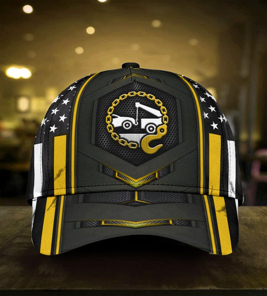 Tow Truck Yellow Flag Carbon American Classic Cap For Vacation Style Outdoor Activities And Daily Comfort