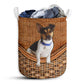 Toy Fox Terrier Dog Rattan Texture Laundry Basket For Bathroom Bedroom Storage