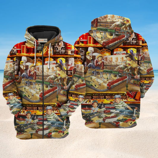 Toy Train Hoodie For Recreational Activities Travel And Comfortable Streetwear