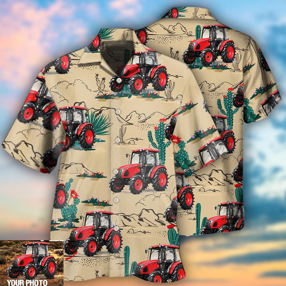 Tractor Desert Custom Photo Hawaiian Shirt For Poolside Relaxation And Sunny Getaways
