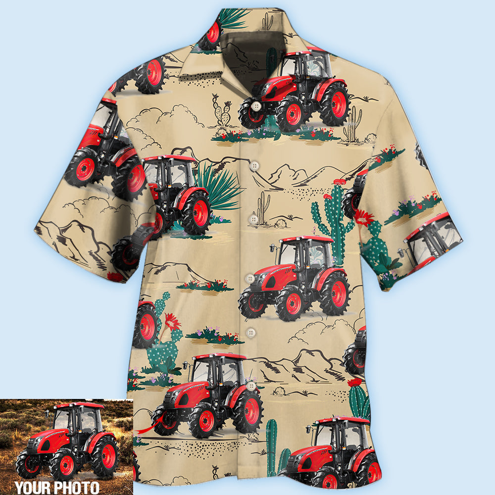 Tractor Desert Custom Photo Hawaiian Shirt Design Detail For Beach Days And Holiday Travel