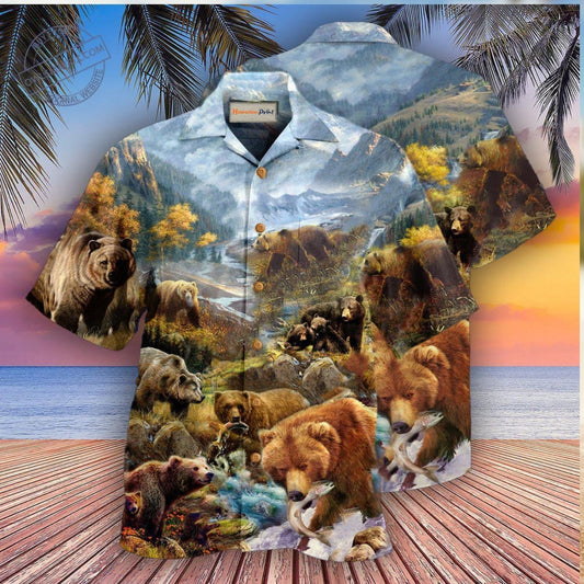 Wild Country Bears Hawaiian Shirt For Vacation Adventures Beach Events And Relaxed Warm Weather Style
