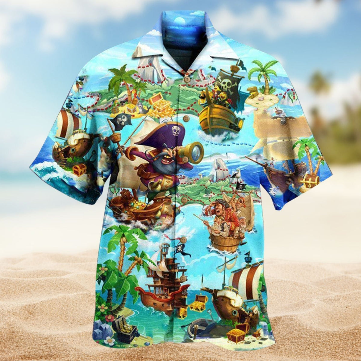 Pirates It Is Time For Treasure Hunting Hawaiian Shirt For Summer Vacation Beach Travel And Relaxed Casual Wear