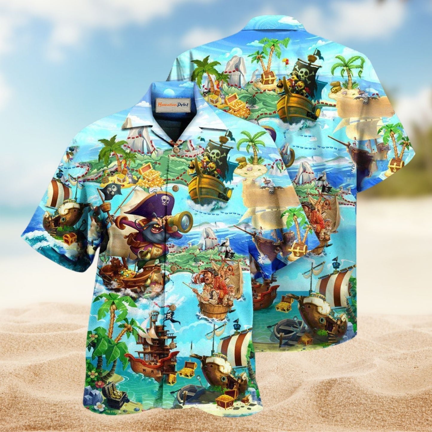 Pirates It Is Time For Treasure Hunting Hawaiian Shirt For Summer Vacation Beach Travel And Relaxed Casual Wear