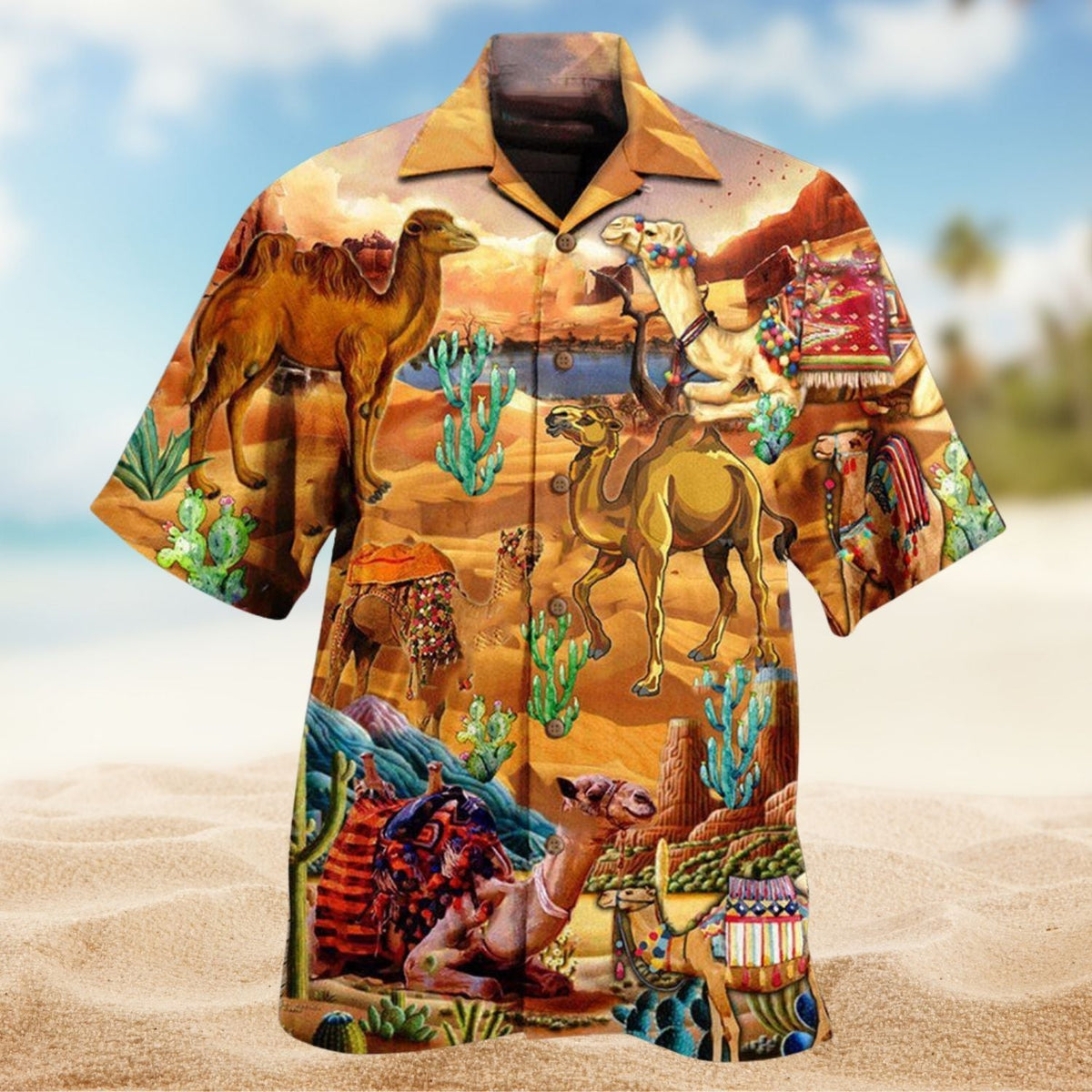 Into The Desert Camel Hawaiian Shirt For Summer Gatherings Island Travel And Comfortable Casual Wear