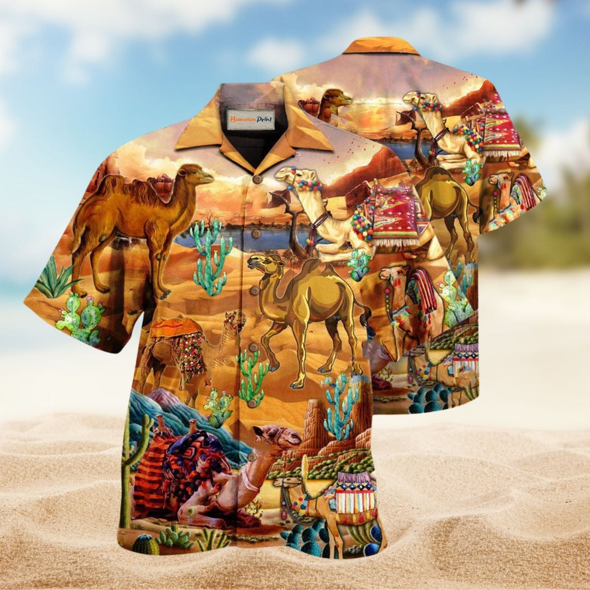 Into The Desert Camel Hawaiian Shirt For Summer Gatherings Island Travel And Comfortable Casual Wear