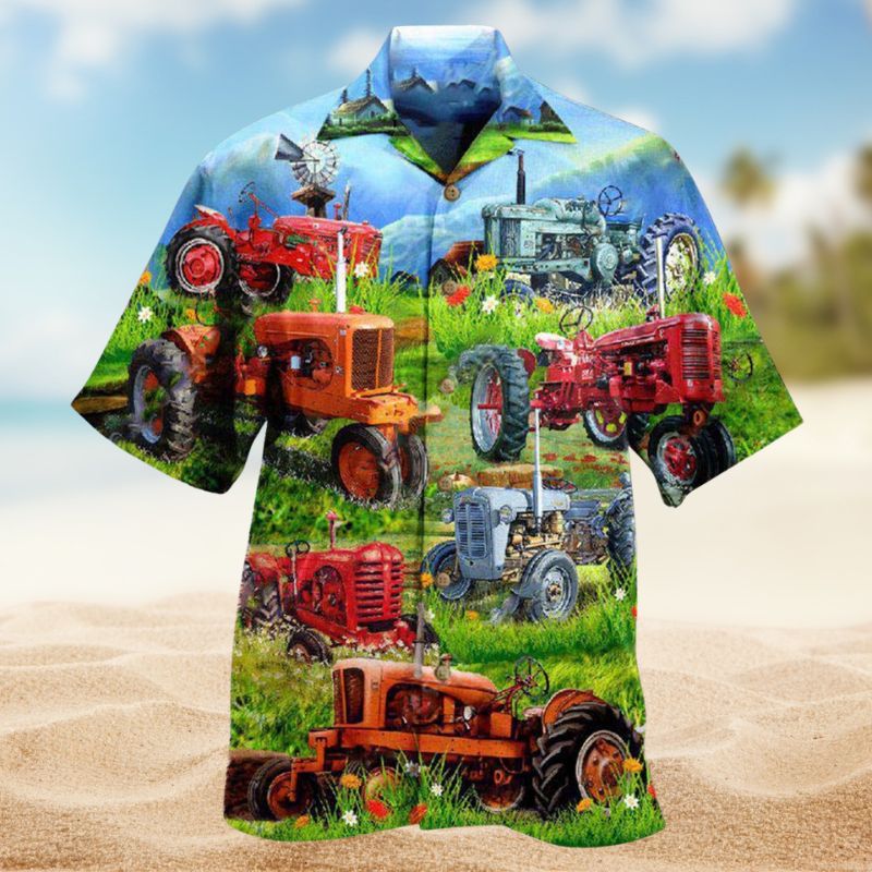 Tractor Men Drive Hawaiian Shirt For Island Vacations, Resort Wear, And Relaxed Seasonal Style