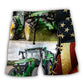 Tractor Green USA Flag Independence Day Beach Shorts Design Detail For Weekend Getaways And Beach Days