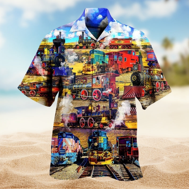 Train Travel Well Hawaiian Shirt For Coastal Travel, Casual Events, And Comfortable Summer Wear