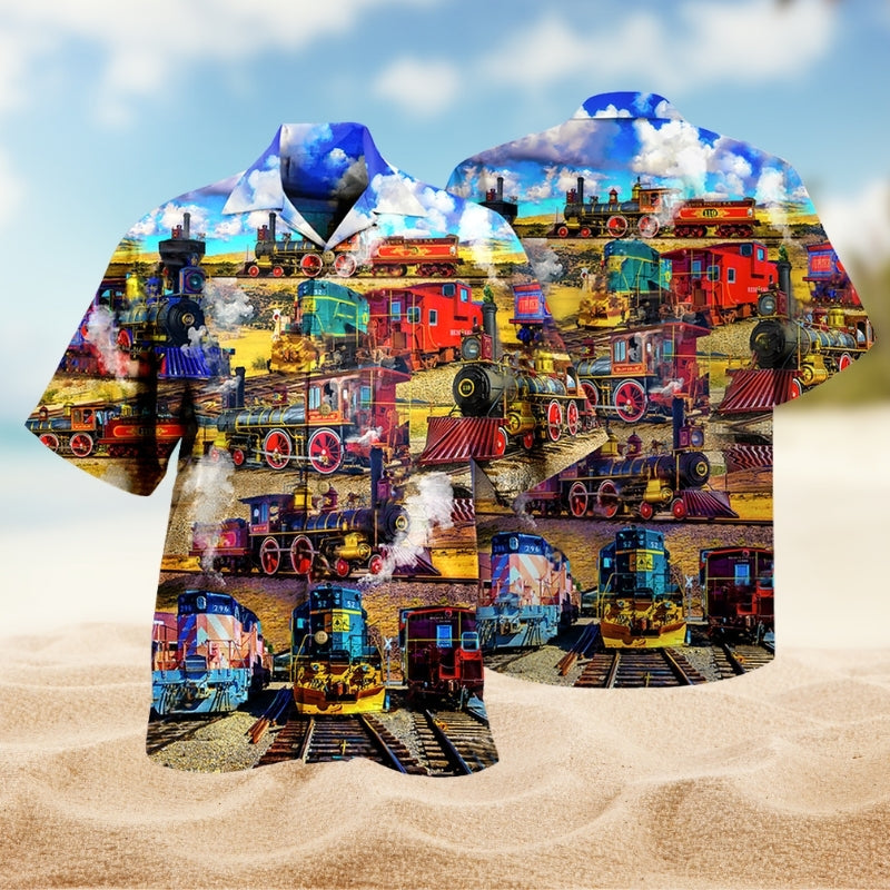 Train Travel Well Hawaiian Shirt For Coastal Travel, Casual Events, And Comfortable Summer Wear