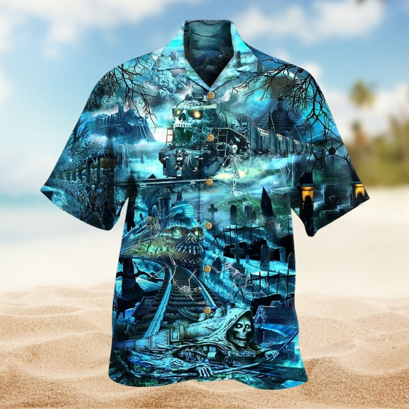 Camping Glamping Tent Family Picnic Hawaiian Shirt Detailed Pattern View For Coastal Travel
