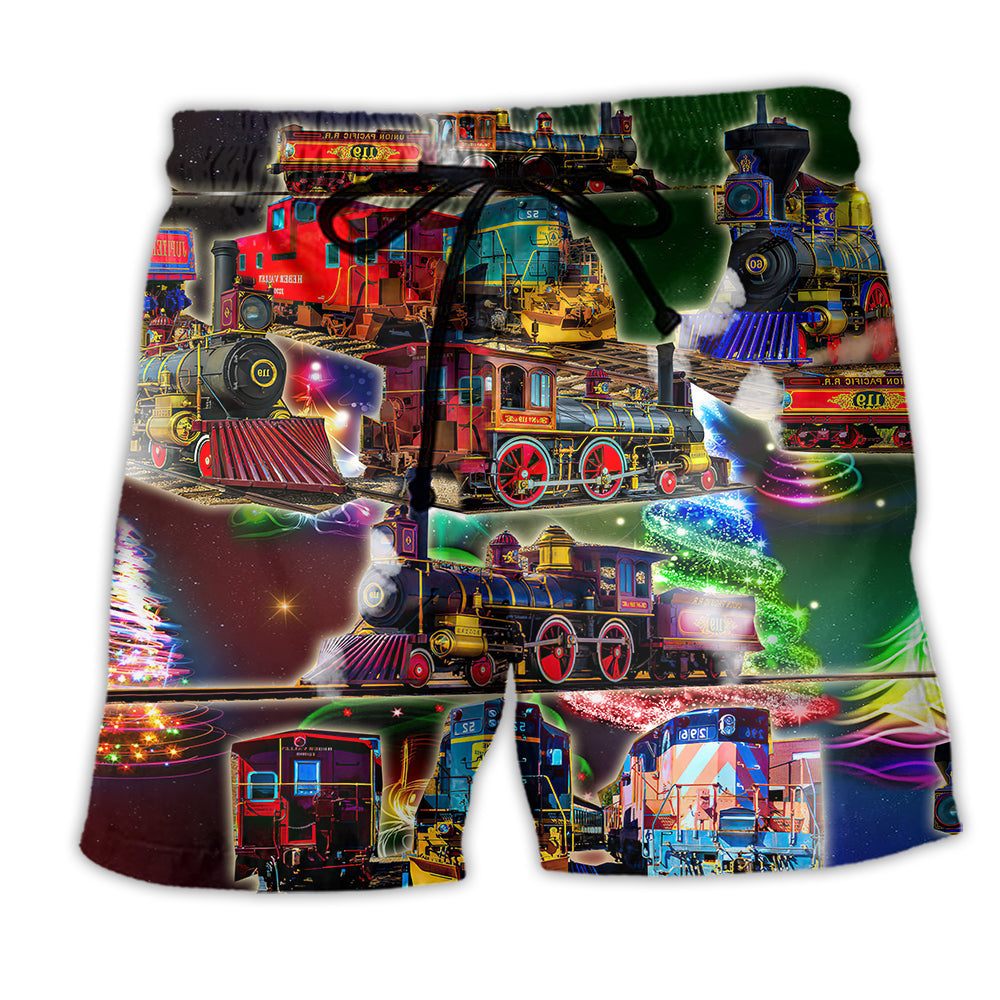Christmas Train Warm Night Beach Shorts Print Detail For Thoughtful Gift Giving
