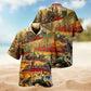 Vintage Train Hawaiian Shirt For Island Vacations, Resort Wear, And Relaxed Seasonal Style