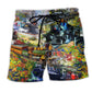 Train Spring Hill Scenic Ride Beach Shorts Pattern View For Weekend Trips And Outdoor Activities