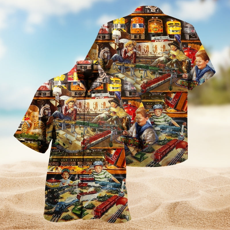 Train Toys Hawaiian Shirt For Coastal Travel, Casual Events, And Comfortable Summer Wear