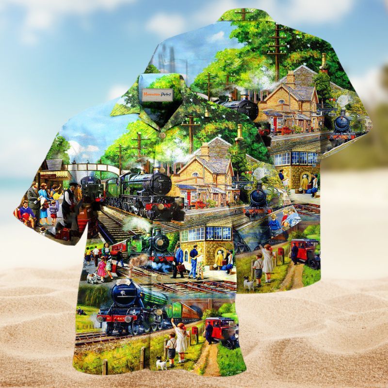 Train Track Full Of Possibilities Hawaiian Shirt For Resort Travel Scenic Drives And Casual Summer Wear