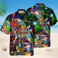 Festive Train Christmas Hawaiian Shirt For Summer Vacation, Beach Travel, And Casual Wear