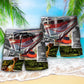 Retro Train Beach Shorts Pattern Detail For Poolside Fun And Laid Back Styling