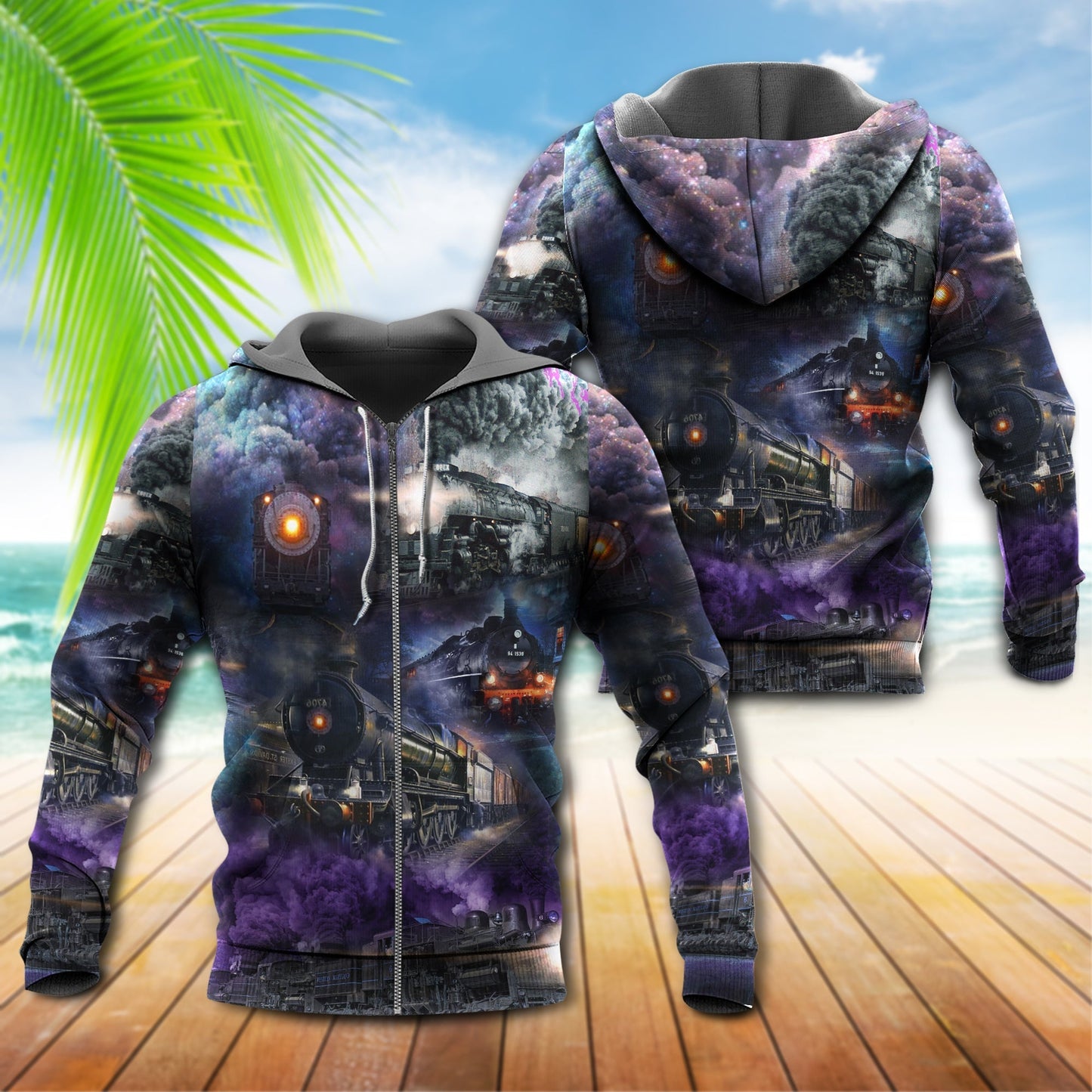 Night Train Billowing Smoke Hoodie For Recreation Events Travel Days And Comfortable Casual Wear