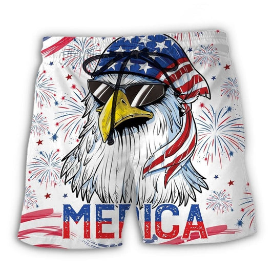 Eagle USA Independence Day Tribute Beach Shorts For Beach Trips And Relaxed Vacation Styling