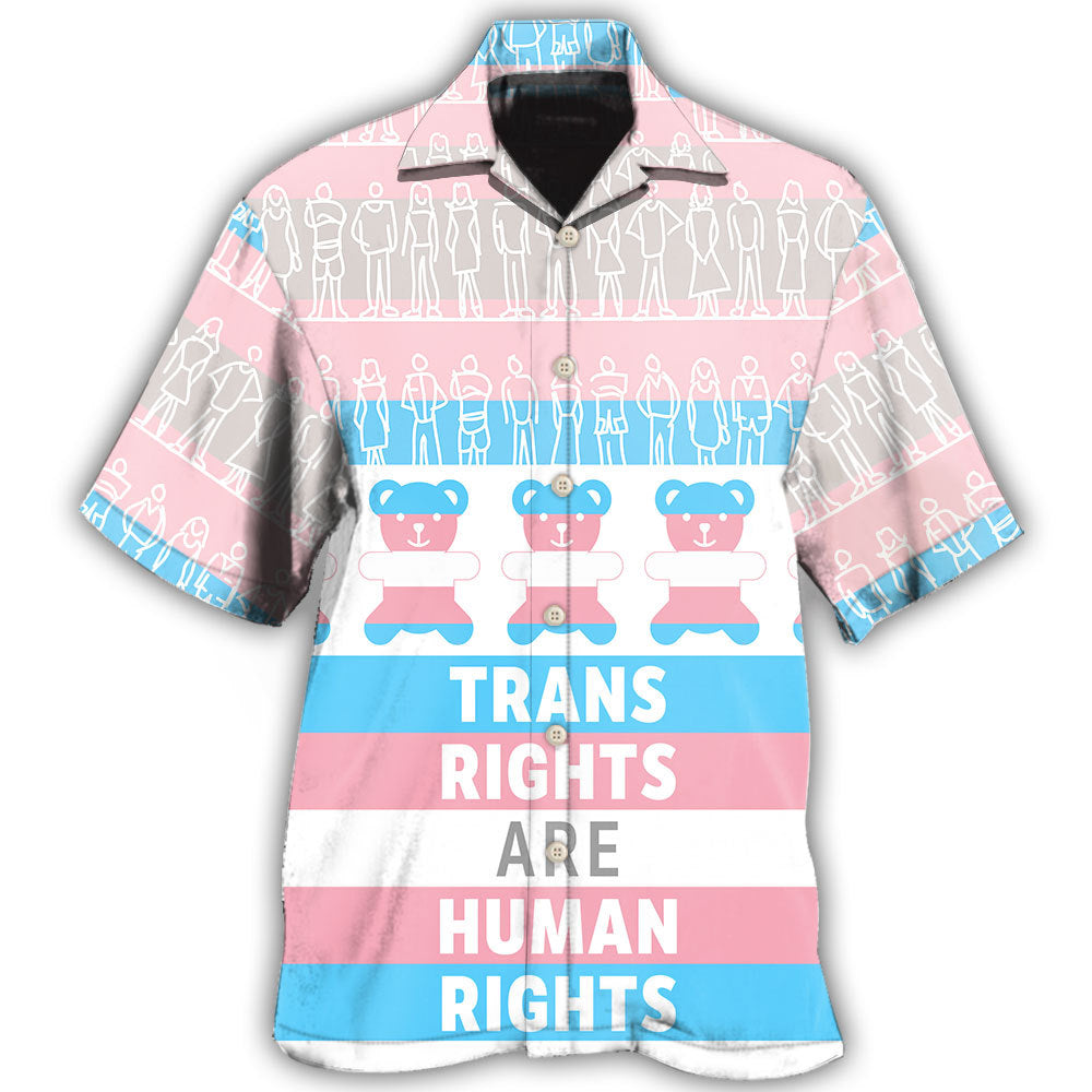 Rainbow Pride Trans Rights Equality Design Hawaiian Shirt For Beach Days, Summer Outings, And Thoughtful Gift Giving