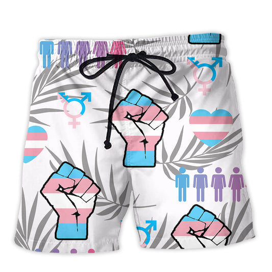 Tropical Leaf Rainbow Pride Beach Shorts For Poolside Relaxation And Versatile Outdoor Wear