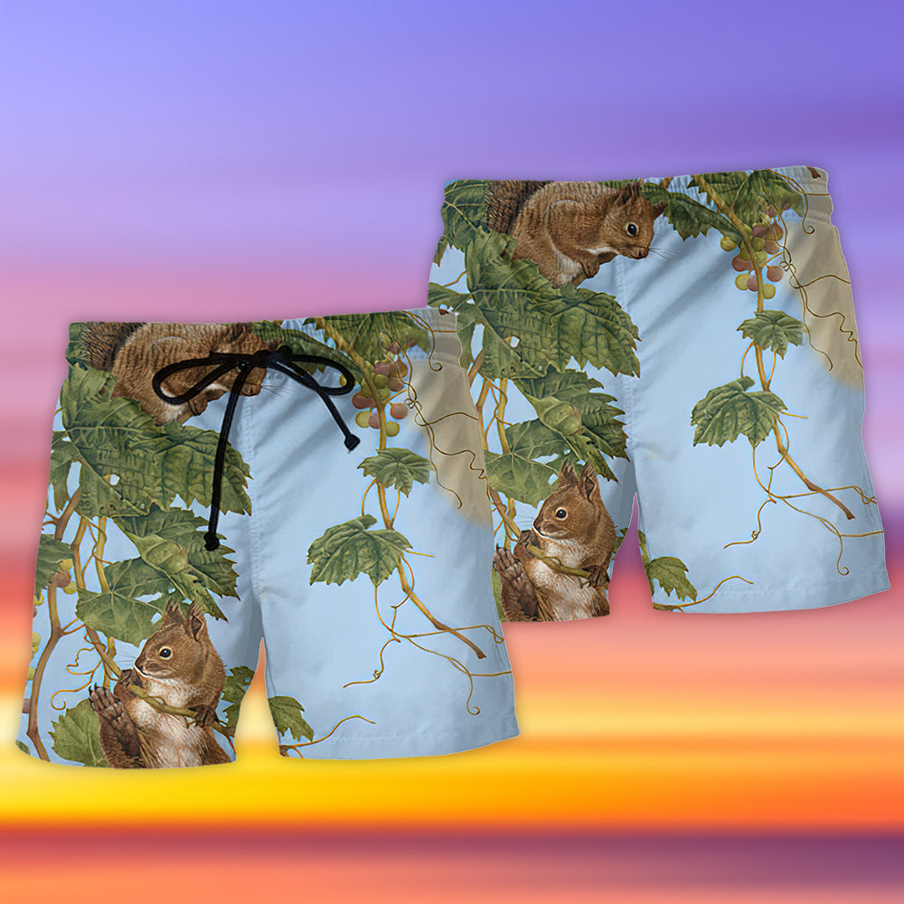 Cute Chipmunk Tree Climbing Beach Shorts Artwork View For Seaside Trips And Casual Style