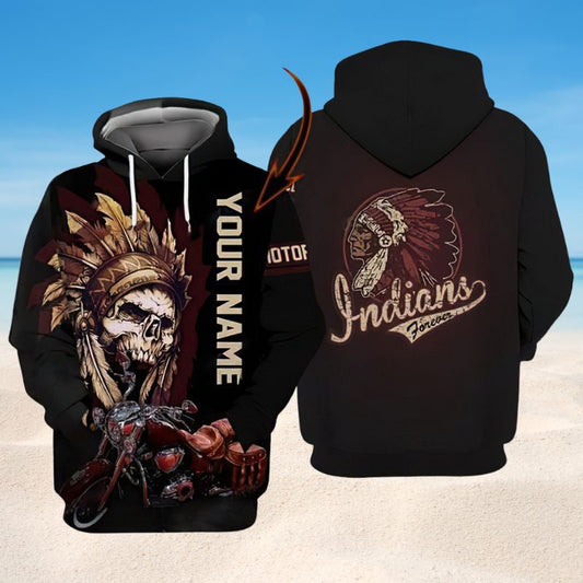 Tribal Skull Personalized Hoodie For Dark Themed Outfits Outdoor Trips And Casual Comfort