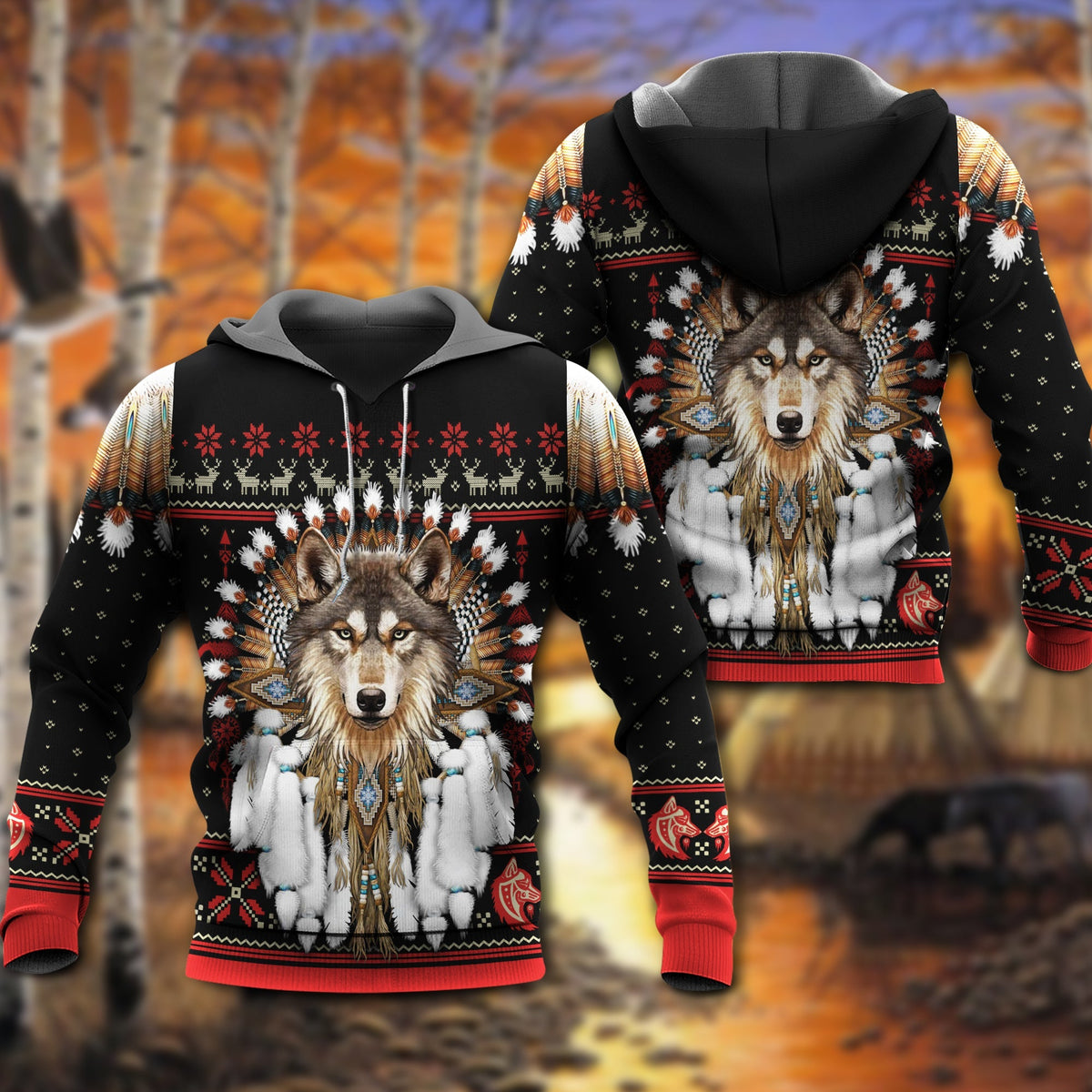 Tribal Wolf Headdress Hoodie For Traditional Inspired Outfits Travel And Thoughtful Gifts