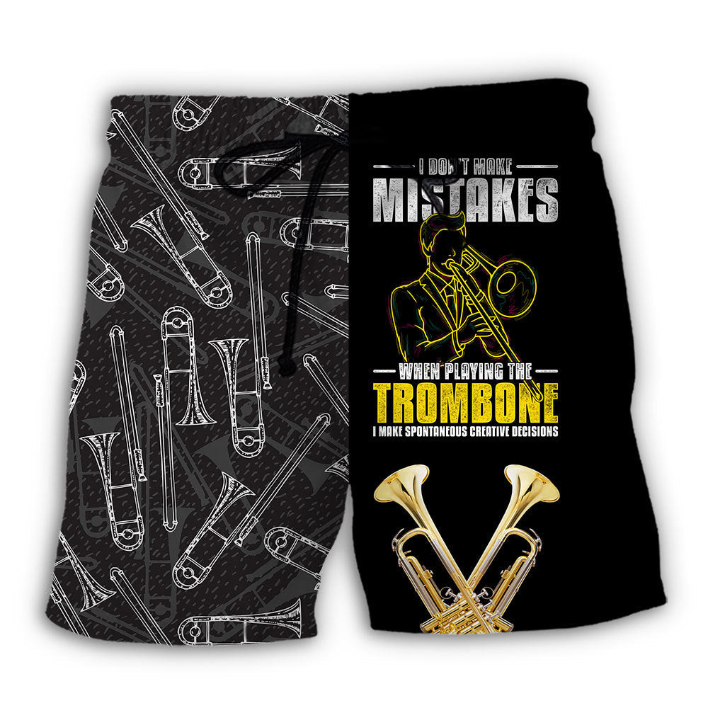 Trombone Music Lover Classic Beach Shorts Pattern View For Resort Days And Outdoor Activities
