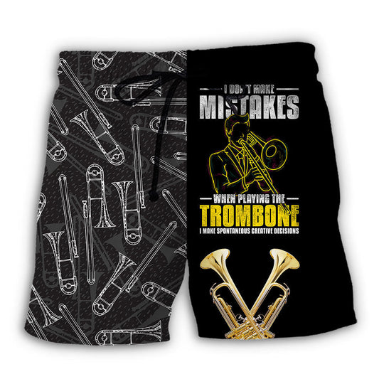 Trombone Music Lover Classic Beach Shorts Pattern View For Resort Days And Outdoor Activities