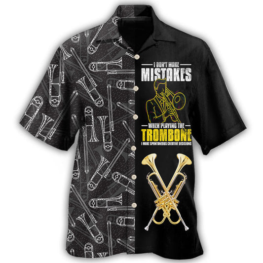 Creative Trombone Music Hawaiian Shirt For Festival Travel, Beach Gatherings, And Relaxed Summer Style