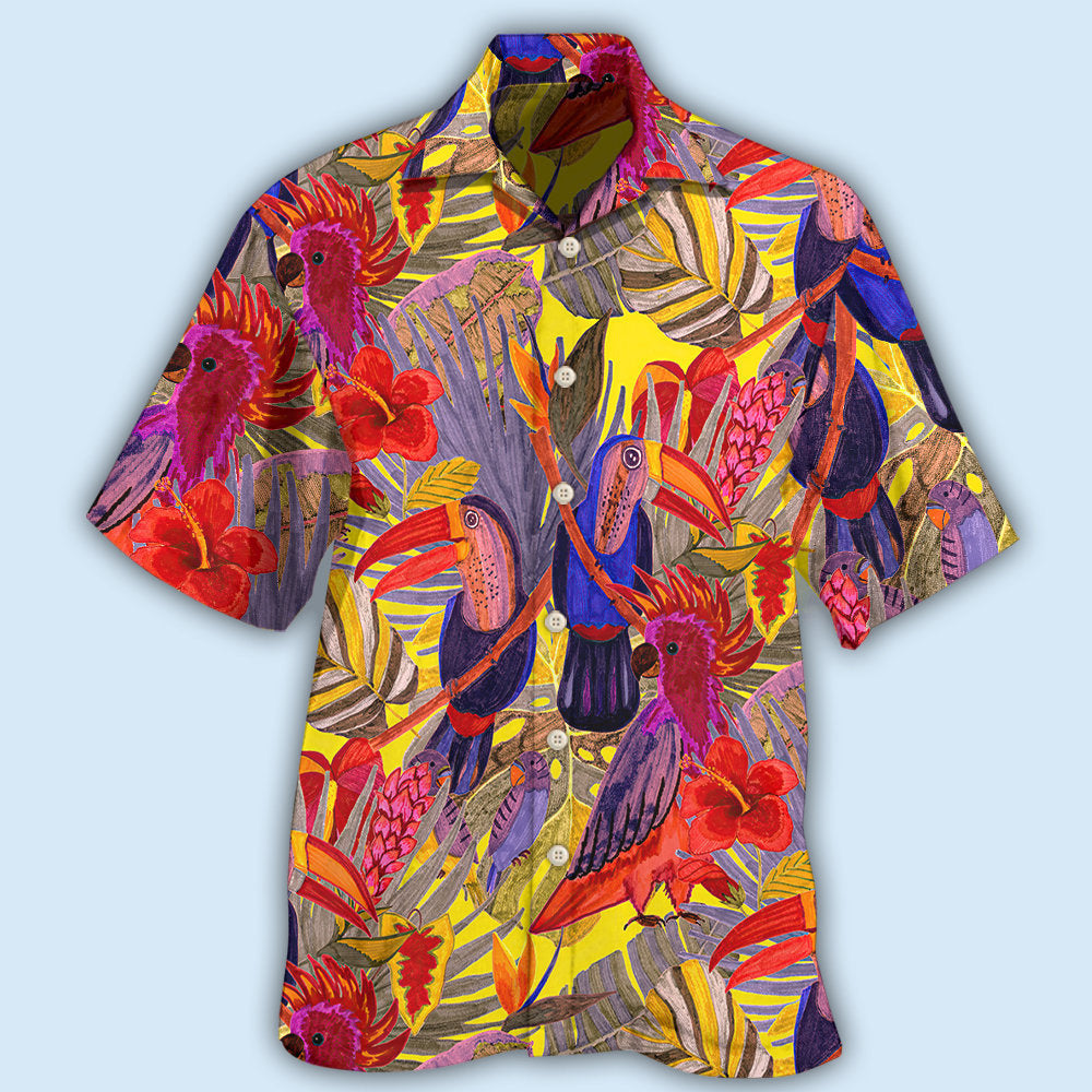 Colorful Tropical Birds Hawaiian Shirt For Beach Days, Summer Outings, And Thoughtful Gift Giving