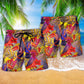 Colorful Tropical Bird Beach Shorts Pattern Detail For Casual Outings And Comfortable Daily Wear