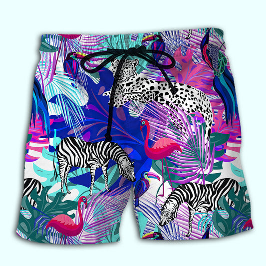 Tropical Animals Leaf Nature Beach Shorts For Tropical Getaways And Weekend Adventures