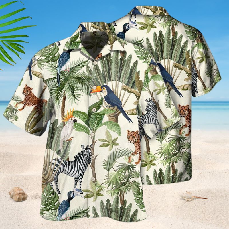 Tropical Animals Hawaiian Shirt For Coastal Travel, Casual Events, And Comfortable Summer Wear