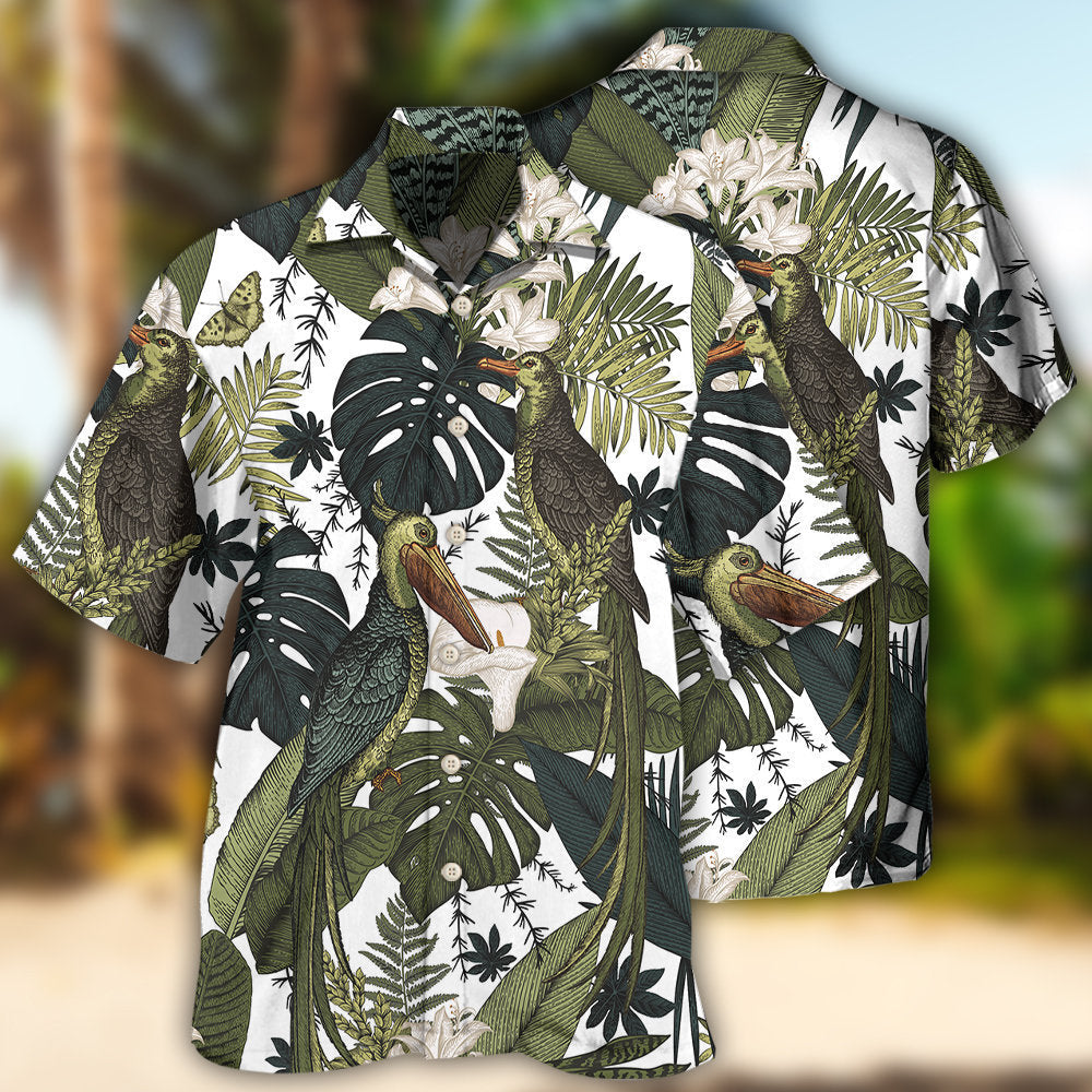 Tropical Bird Hawaiian Shirt With All Over Print For Summer Vacation Beach Travel And Casual Wear