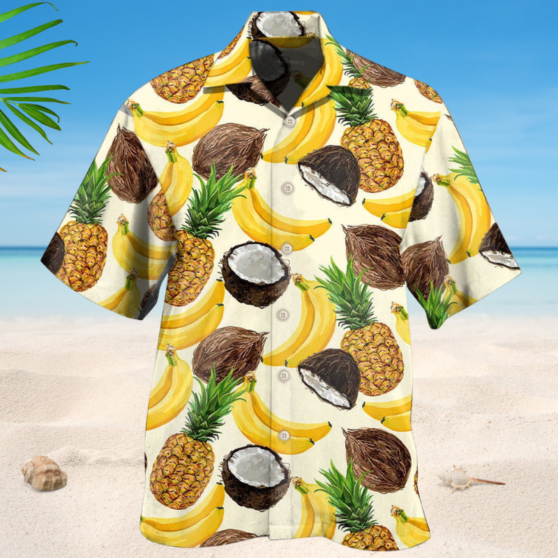 Tropical Fruit Hawaiian Shirt For Coastal Travel, Casual Events, And Comfortable Summer Wear