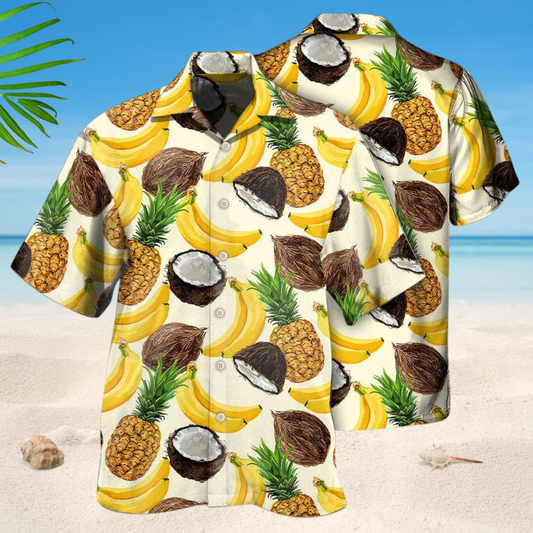 Tropical Fruit Hawaiian Shirt For Coastal Travel, Casual Events, And Comfortable Summer Wear