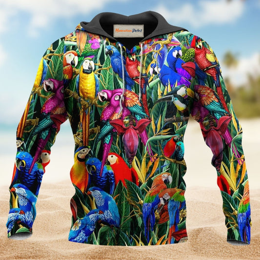 Tropical Colorful Parrot Hoodie For Animal Artwork Fans Seasonal Events And Gift Giving