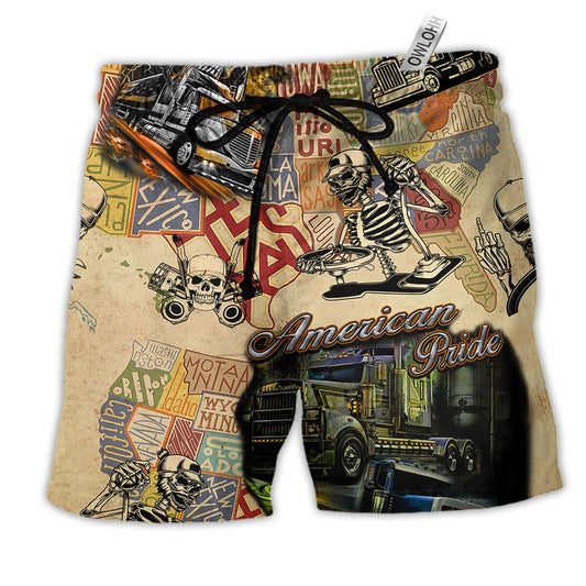 Truck Amazing American Pride Cool Hawaiian Print Beach Shorts For Rainbow Inspired Beach Days
