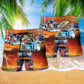 Truck Driver Jesus Bless Hawaiian Print Beach Shorts For Inspirational Resort Trips