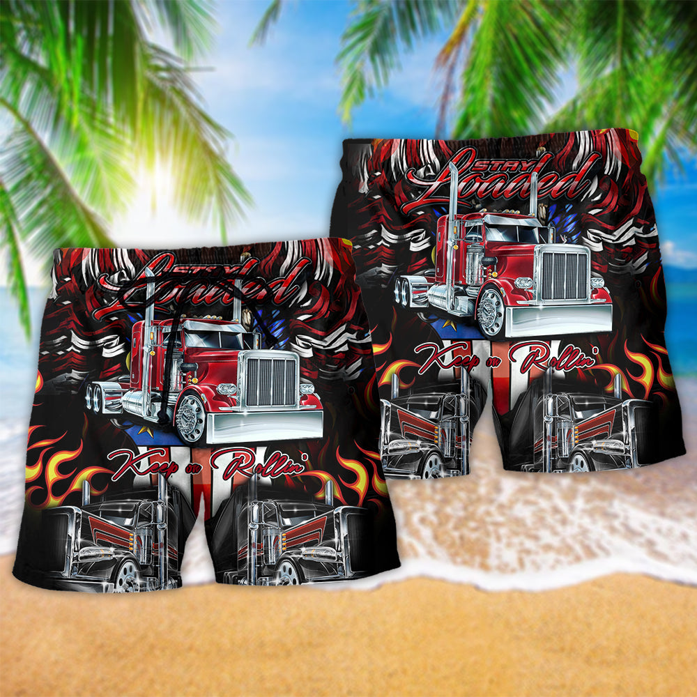 Truck Keep On Rolling Power Beach Shorts Print Detail For Thoughtful Gift Giving