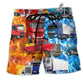 Truck Keep On Trucking Driver Hawaiian Print Beach Shorts For Weekend Getaways And Travel