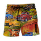 Pickup Truck Road Trip Adventure Beach Shorts For Summer Vacations And Comfortable Daily Wear